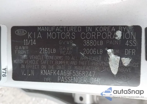 2015 Kia Forte Lx z USA, uszkodzony, nr VIN KNAFK4A69F5368247